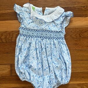 Smocked Bubble, blue floral